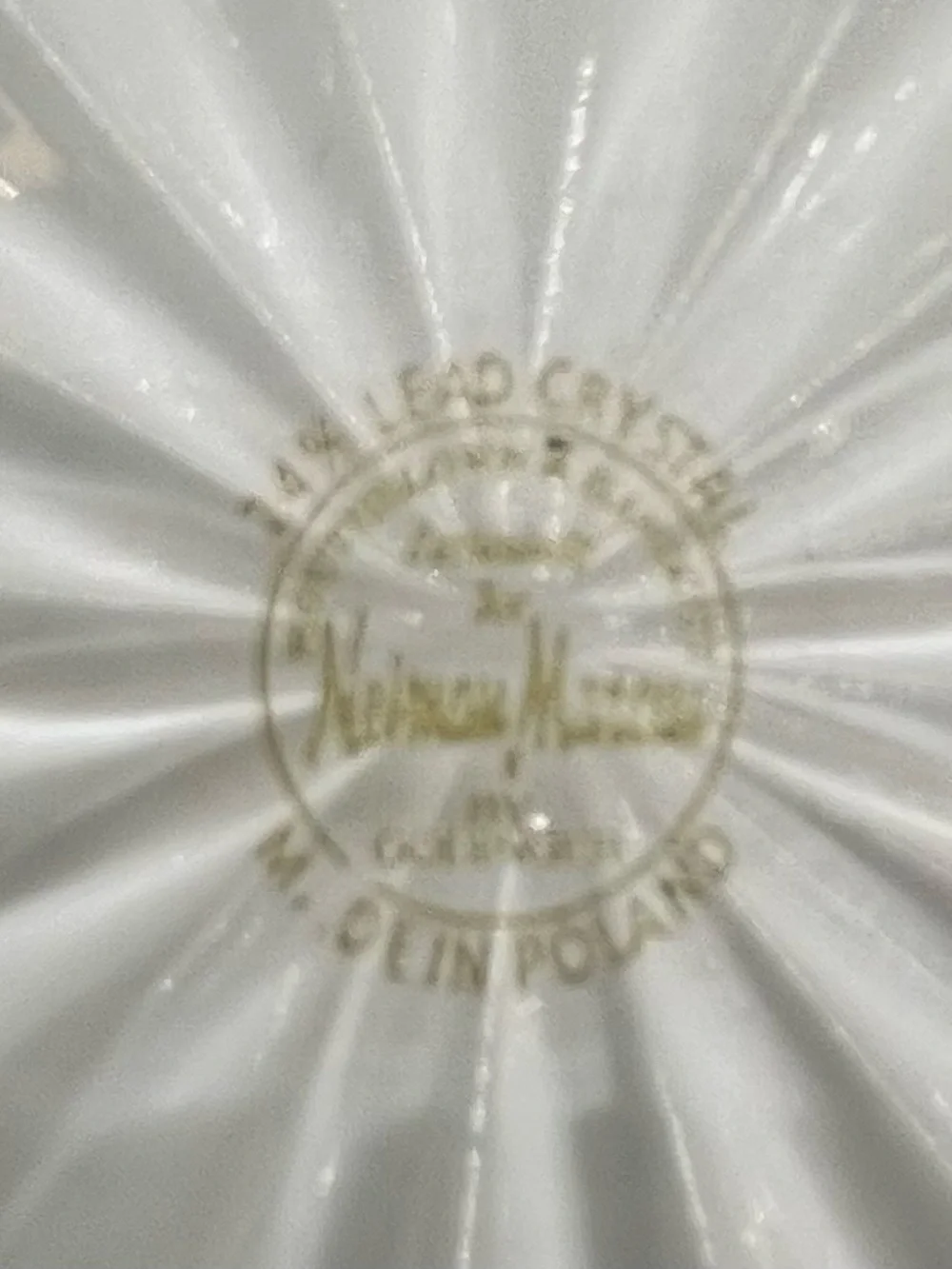 Neiman Marcus Lead Crystal Covered Round Butter Dish Made in Poland